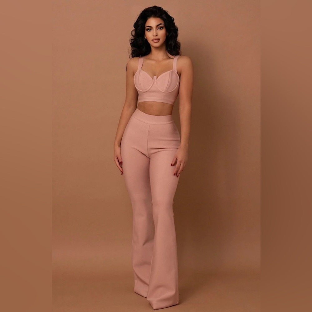 Chic Blush Flare Pants Set